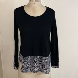 Michael Kors Knit Top with Woven Bottom Panel Size M